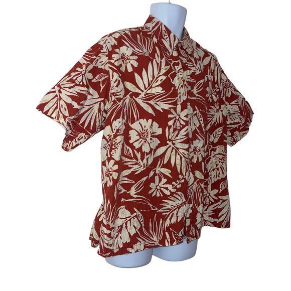 Vintage Cooke Street Hawaiian Shirt Mens XL Orange Floral Aloha Beach Palm Leaf - Picture 4 of 9